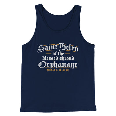 Saint Helen Of The Blessed Shroud Orphanage Men/Unisex Tank Top Navy | Funny Shirt from Famous In Real Life