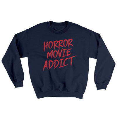 Horror Movie Addict Ugly Sweater Navy | Funny Shirt from Famous In Real Life