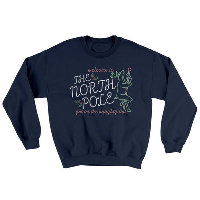 The North Pole Strip Club Ugly Sweater Navy | Funny Shirt from Famous In Real Life