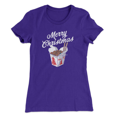 Merry Christmas Takeout Women's T-Shirt Purple Rush | Funny Shirt from Famous In Real Life