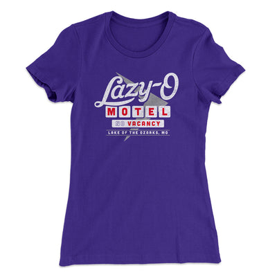 Lazy-O Motel Women's T-Shirt Purple Rush | Funny Shirt from Famous In Real Life
