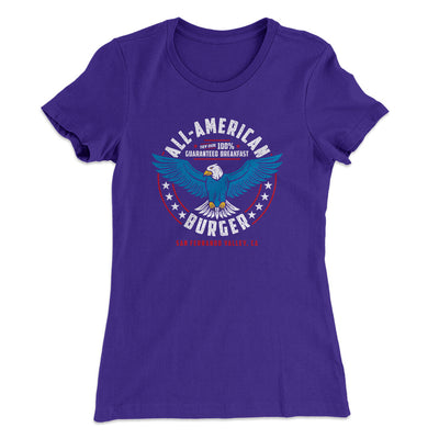 All American Burger Women's T-Shirt Purple Rush | Funny Shirt from Famous In Real Life