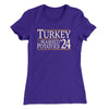 Turkey & Mashed Potatoes 2024 Funny Thanksgiving Women's T-Shirt Purple Rush | Funny Shirt from Famous In Real Life