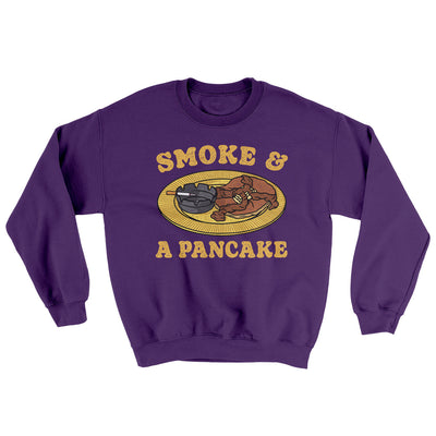 Smoke And A Pancake Ugly Sweater Purple | Funny Shirt from Famous In Real Life