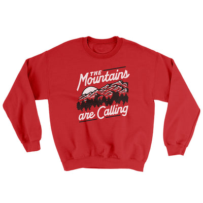 The Mountains Are Calling Ugly Sweater Red | Funny Shirt from Famous In Real Life