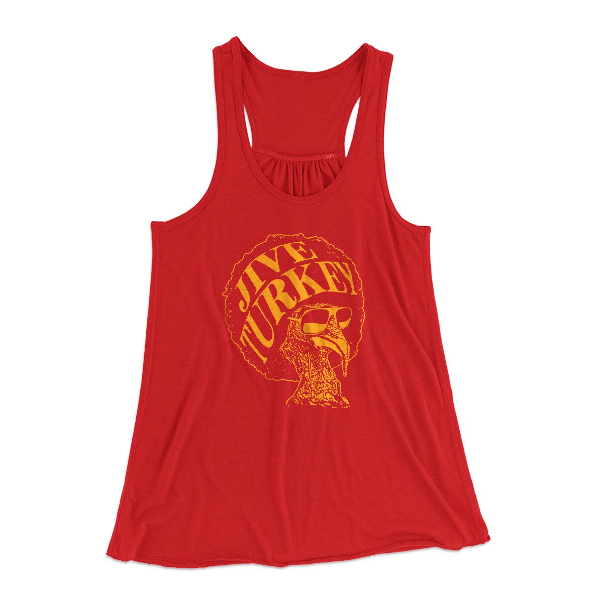 Jive Turkey Funny Thanksgiving Women's Flowey Racerback Tank Top | Funny Shirt from Famous In Real Life