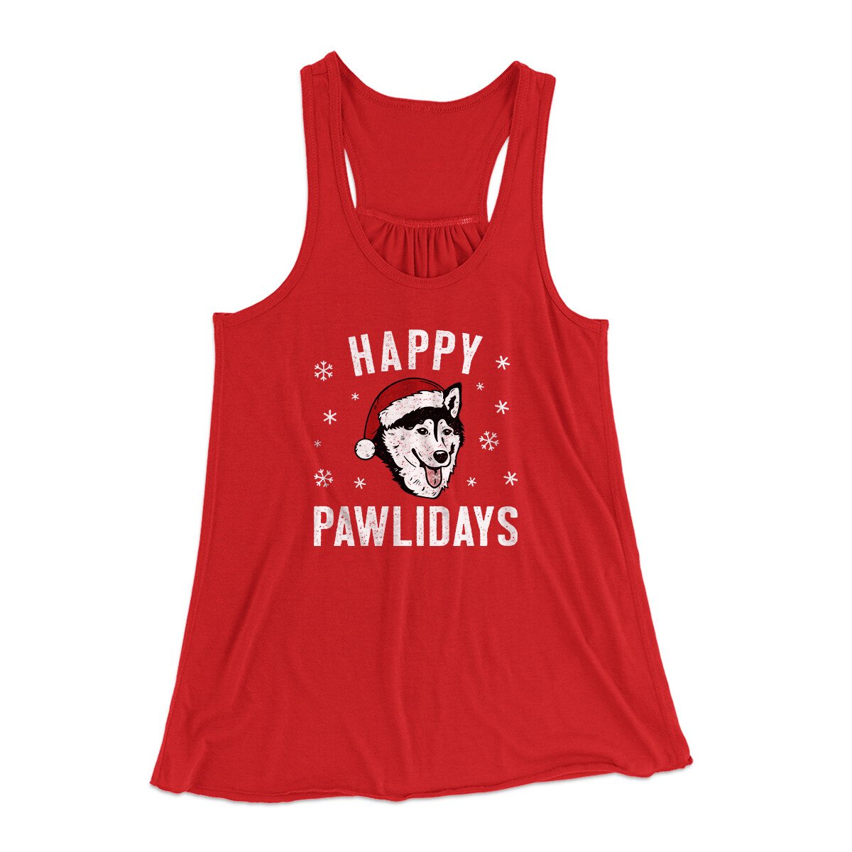 Happy Pawlidays Women's Flowey Racerback Tank Top | Funny Shirt from Famous In Real Life