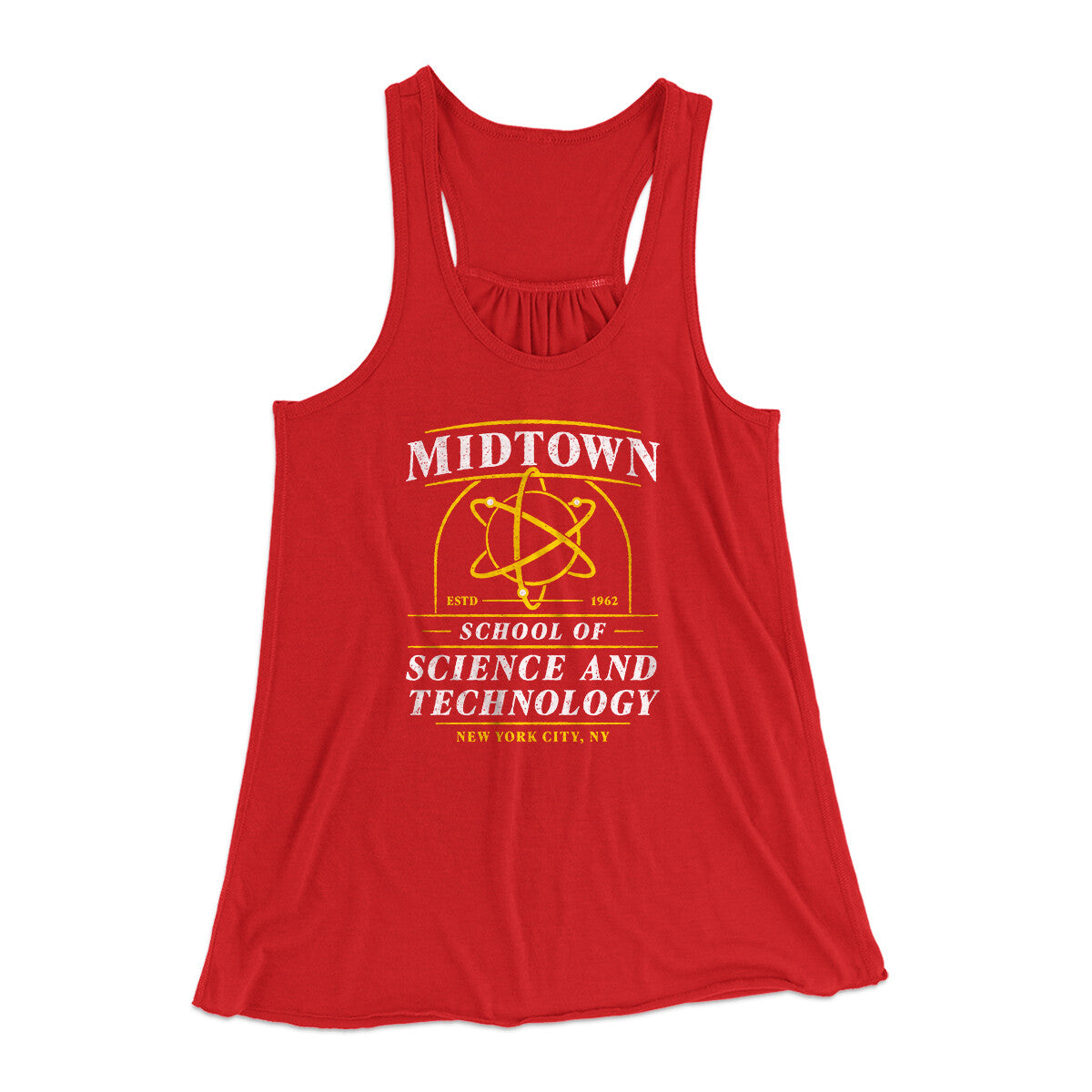 Midtown School Of Science And Technology Women's Flowey Racerback Tank Top Red | Funny Shirt from Famous In Real Life