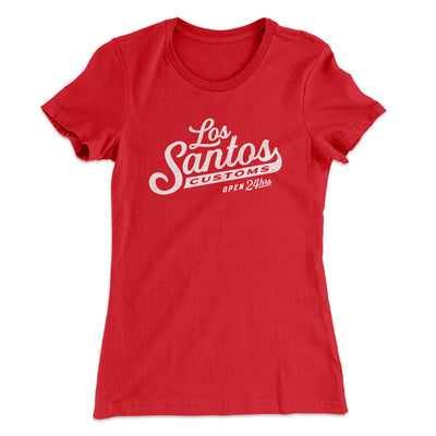Los Santos Customs Women's T-Shirt Red | Funny Shirt from Famous In Real Life