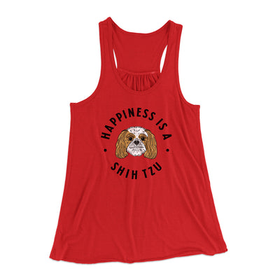 Happiness Is A Shih Tzu Women's Flowey Racerback Tank Top Red | Funny Shirt from Famous In Real Life