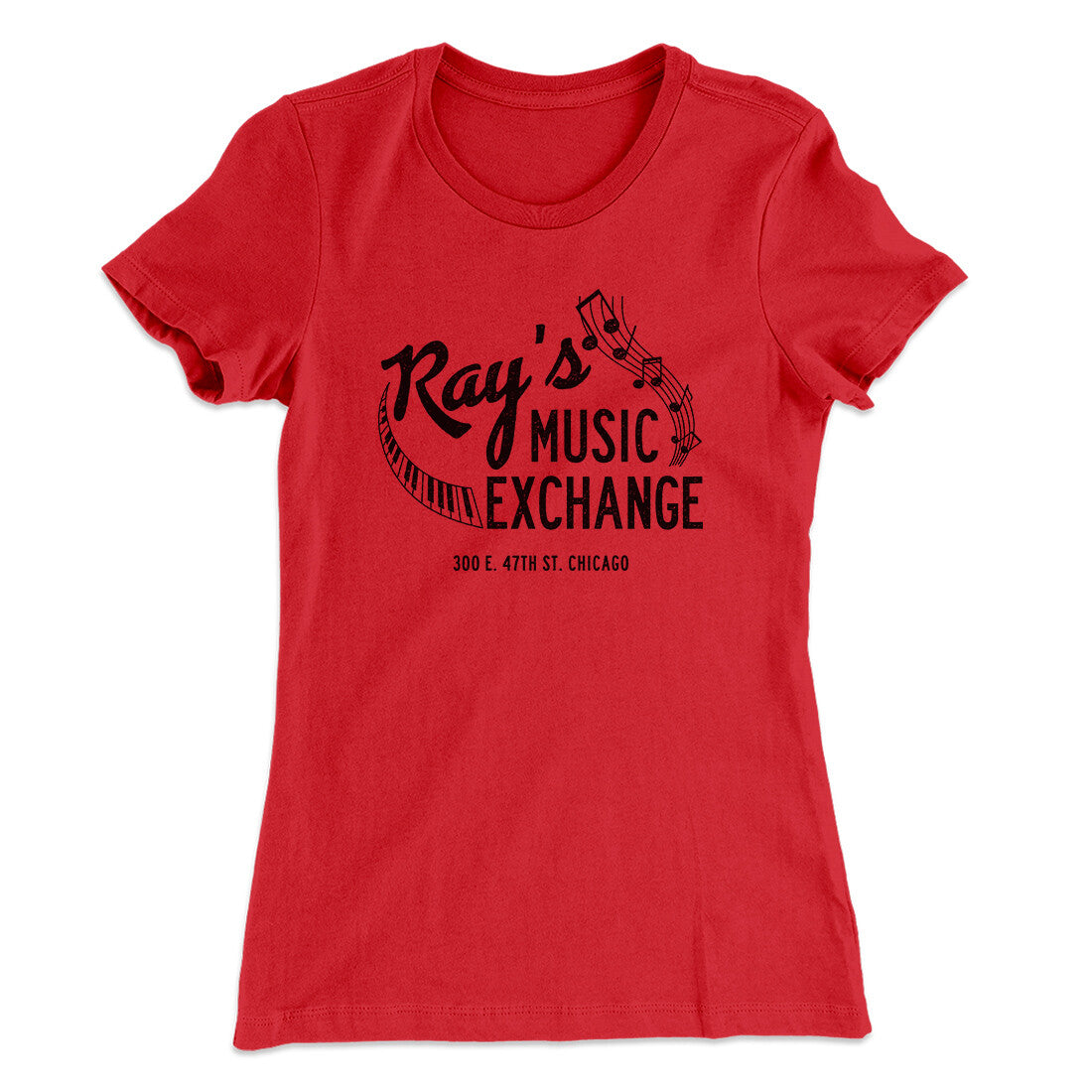 Rays Music Exchange Women's T-Shirt Red | Funny Shirt from Famous In Real Life