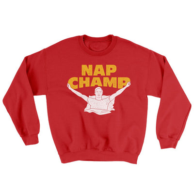 Nap Champ Ugly Sweater Red | Funny Shirt from Famous In Real Life