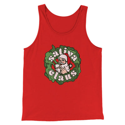 Sativa Claus Men/Unisex Tank Top Red | Funny Shirt from Famous In Real Life