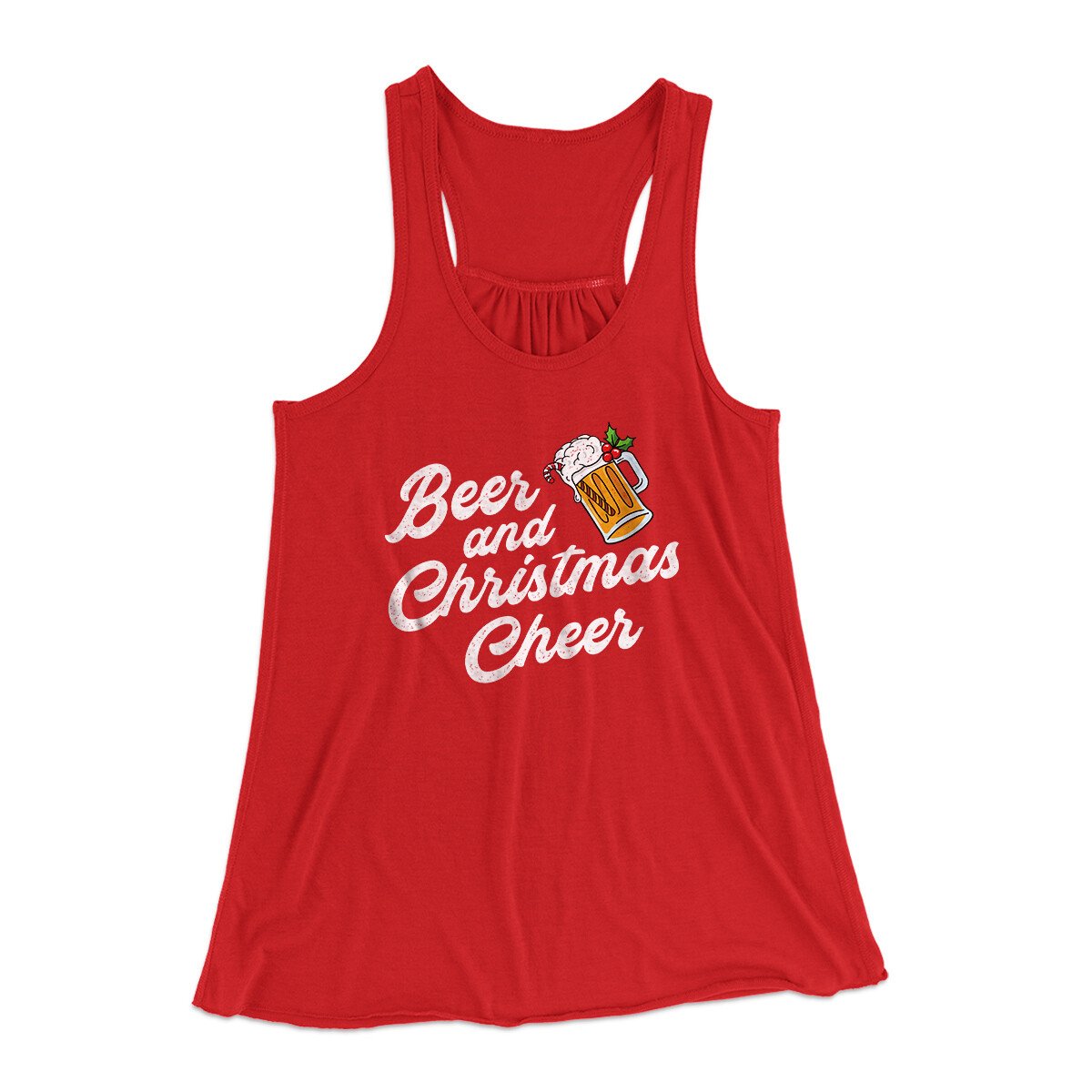 Beer And Christmas Cheer Women's Flowey Racerback Tank Top | Funny Shirt from Famous In Real Life