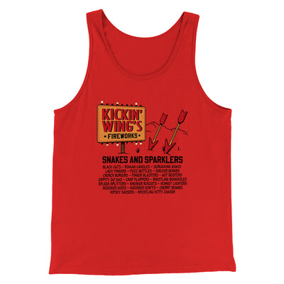 Kickin' Wing's Fireworks Funny Movie Men/Unisex Tank Top Red | Funny Shirt from Famous In Real Life