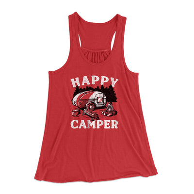 Happy Camper Women's Flowey Racerback Tank Top Red | Funny Shirt from Famous In Real Life