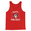 Happy Pawlidays Men/Unisex Tank Top Red | Funny Shirt from Famous In Real Life
