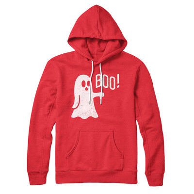 Boo - Ghost Hoodie Red | Funny Shirt from Famous In Real Life