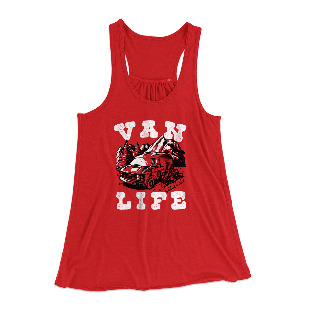 Van Life Women's Flowey Racerback Tank Top Red | Funny Shirt from Famous In Real Life