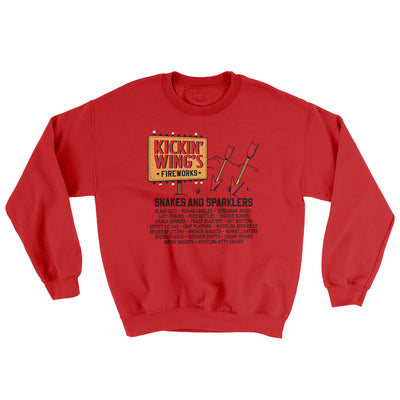 Kickin' Wing's Fireworks Ugly Sweater Red | Funny Shirt from Famous In Real Life
