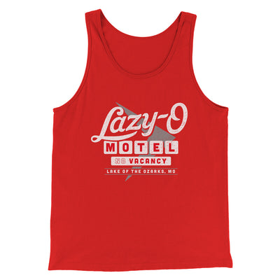 Lazy-O Motel Men/Unisex Tank Top Red | Funny Shirt from Famous In Real Life