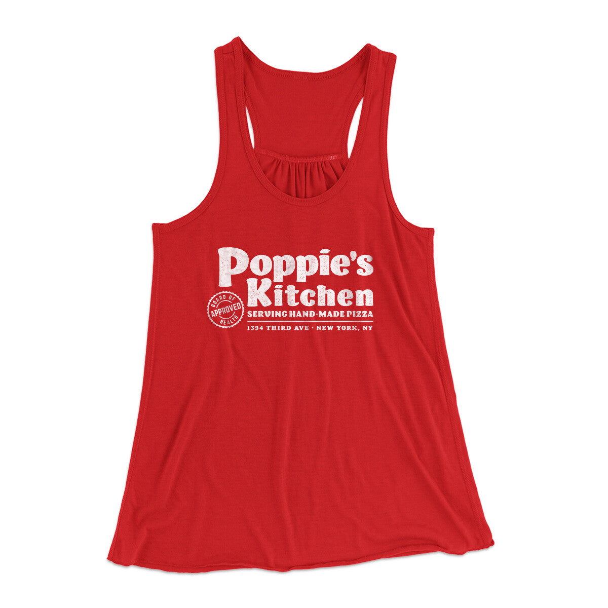 Poppies Kitchen Women's Flowey Racerback Tank Top Red | Funny Shirt from Famous In Real Life