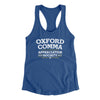 Oxford Comma Appreciation Society Funny Women's Racerback Tank Royal | Funny Shirt from Famous In Real Life
