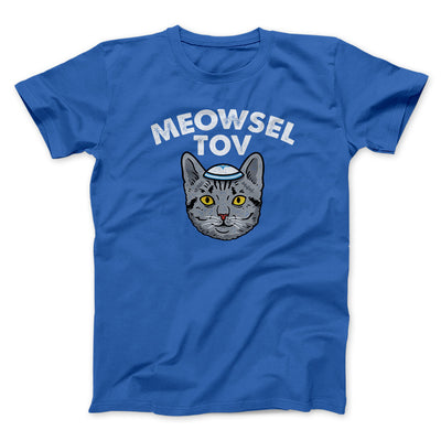 Meowsel Tov Funny Hanukkah Men/Unisex T-Shirt Royal | Funny Shirt from Famous In Real Life