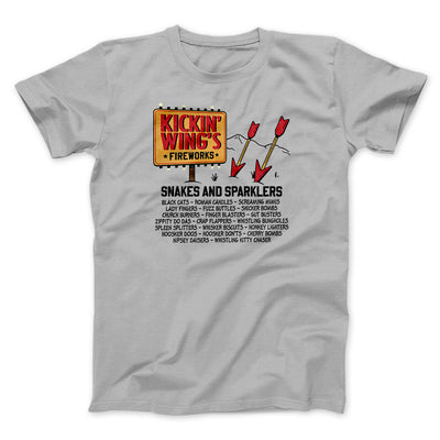 Kickin' Wing's Fireworks Funny Movie Men/Unisex T-Shirt Silver | Funny Shirt from Famous In Real Life