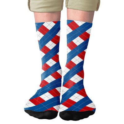 Red, White, & Blue Argyle Adult Crew Socks | Funny Shirt from Famous In Real Life