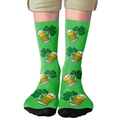 Shamrock Beer Adult Crew Socks | Funny Shirt from Famous In Real Life