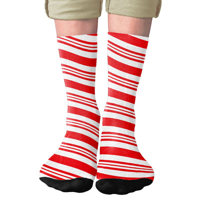 Candy Cane Adult Crew Socks | Funny Shirt from Famous In Real Life