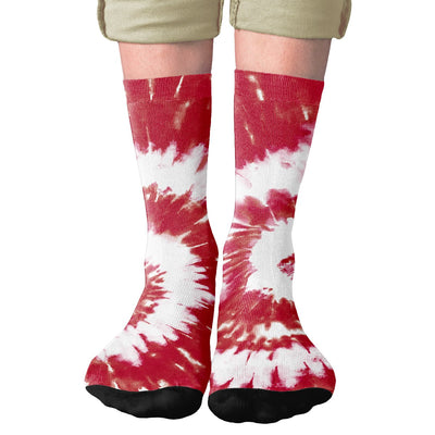 Maroon & White Tie Dye Adult Crew Socks | Funny Shirt from Famous In Real Life