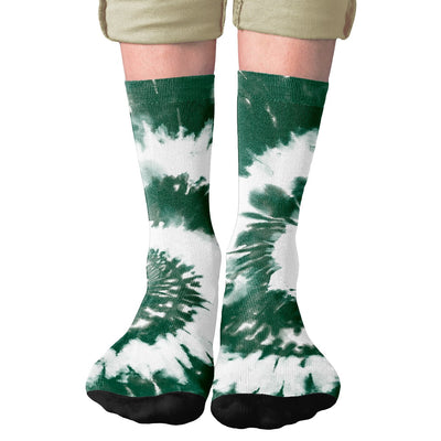 Green & White Tie Dye Adult Crew Socks | Funny Shirt from Famous In Real Life