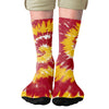 Maroon & Yellow Tie Dye Adult Crew Socks | Funny Shirt from Famous In Real Life