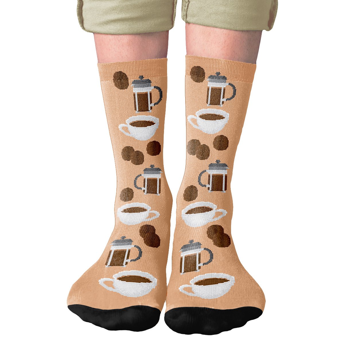 Coffee 8-Bit Adult Crew Socks | Funny Shirt from Famous In Real Life