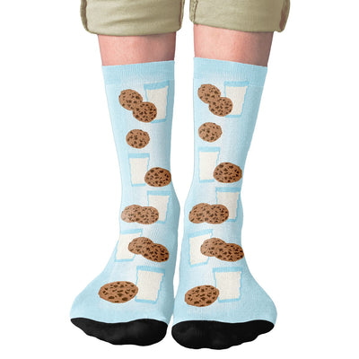 Milk & Cookies 8-Bit Adult Crew Socks | Funny Shirt from Famous In Real Life