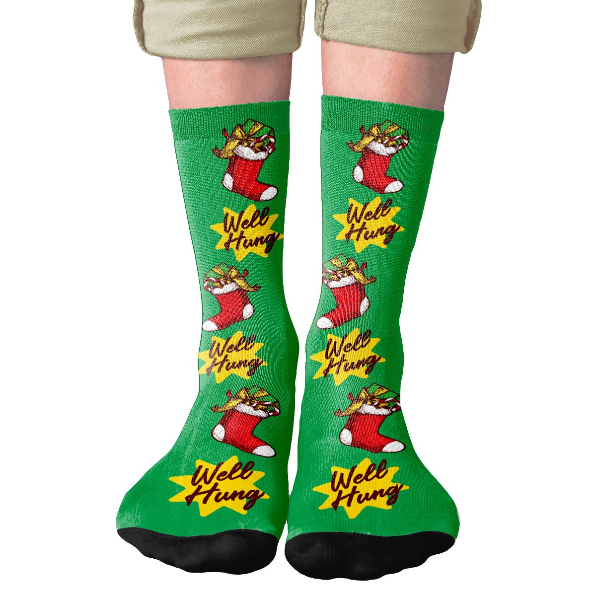 Well Hung Adult Crew Socks | Funny Shirt from Famous In Real Life