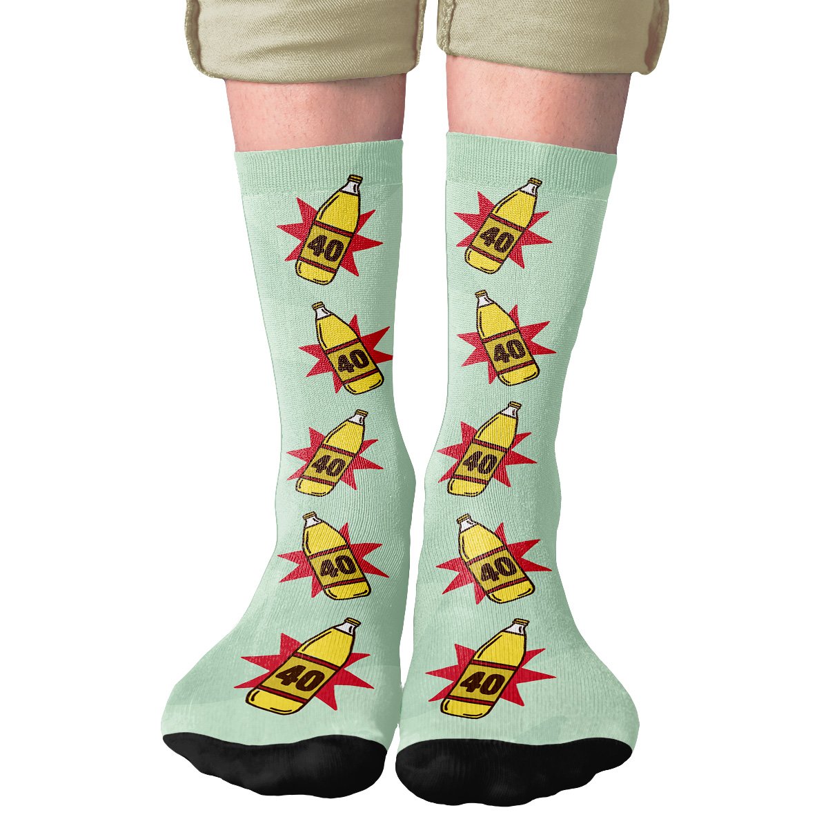 40oz Bottles Adult Crew Socks | Funny Shirt from Famous In Real Life