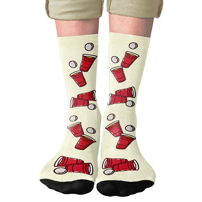 Beer Pong Adult Crew Socks | Funny Shirt from Famous In Real Life