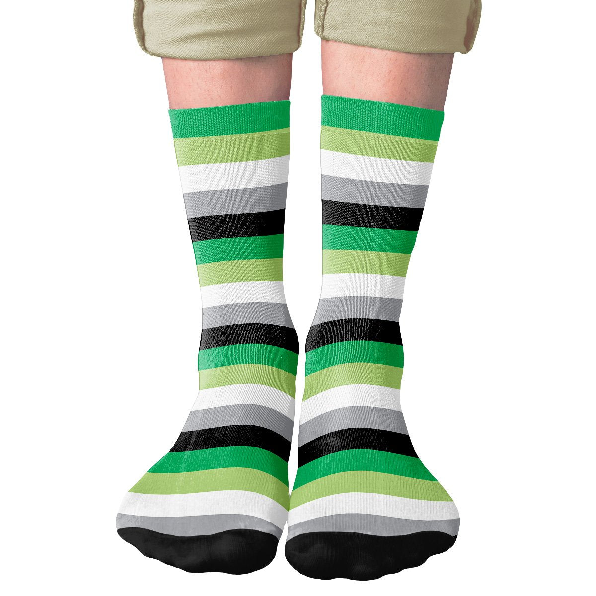 Aromantic Stripes Adult Crew Socks | Funny Shirt from Famous In Real Life