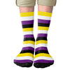 Non-Binary Stripes Adult Crew Socks | Funny Shirt from Famous In Real Life
