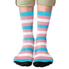 Trans Stripes Adult Crew Socks | Funny Shirt from Famous In Real Life