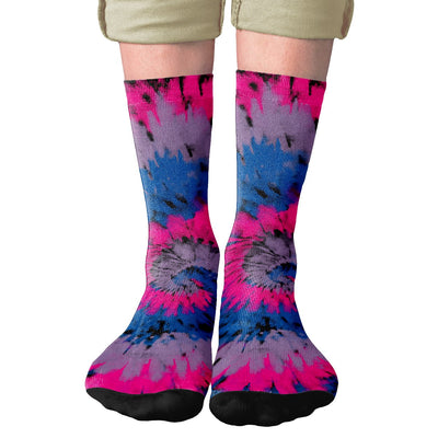 Bi Tie Dye Adult Crew Socks | Funny Shirt from Famous In Real Life