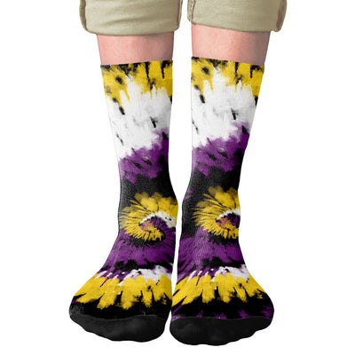 Non-Binary Tie Dye Adult Crew Socks | Funny Shirt from Famous In Real Life