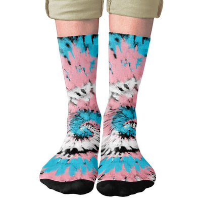Trans Tie Dye Adult Crew Socks | Funny Shirt from Famous In Real Life