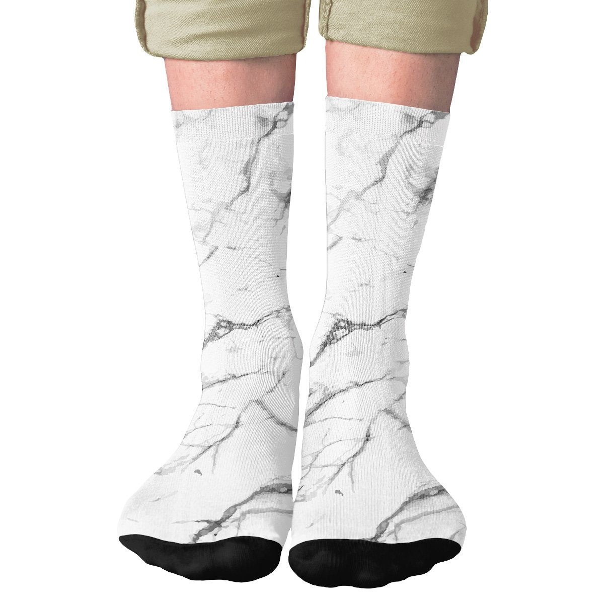 White Marble Adult Crew Socks | Funny Shirt from Famous In Real Life