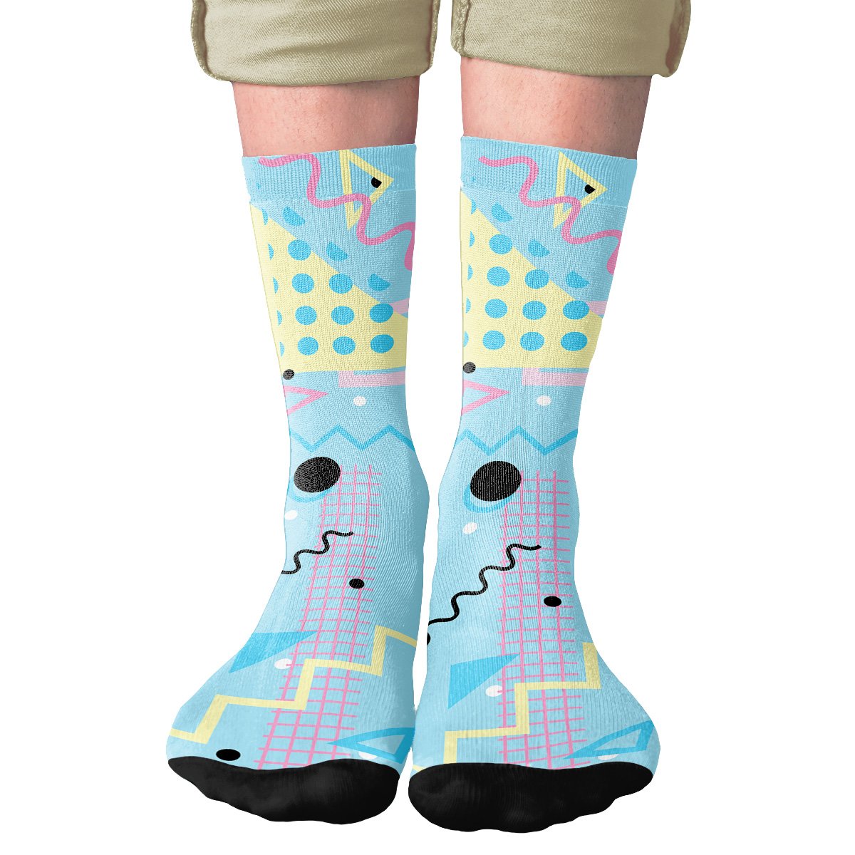 90s Memphis Pattern Adult Crew Socks | Funny Shirt from Famous In Real Life