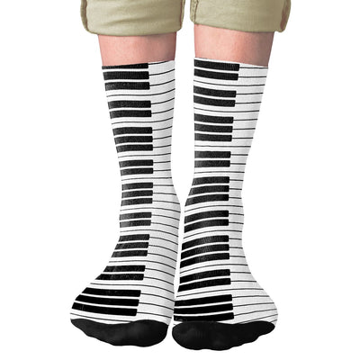 Piano Keys Adult Crew Socks | Funny Shirt from Famous In Real Life