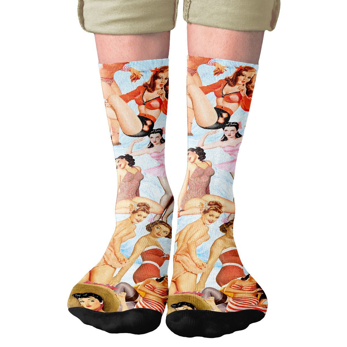 Pinup Girls Adult Crew Socks | Funny Shirt from Famous In Real Life